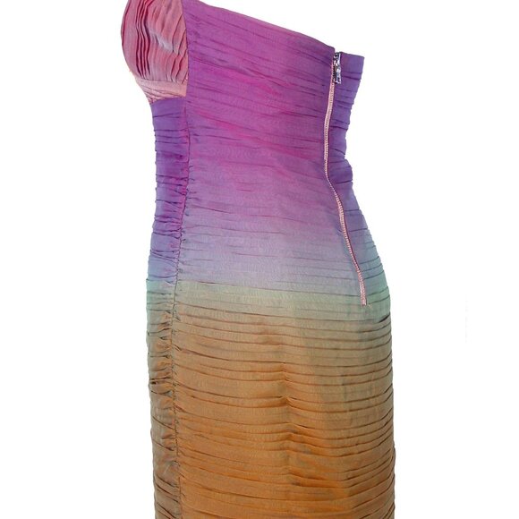 ALICE + OLIVIA Jasmine $498 Pleated Silk Ombre Strapless Bustier Mini Dress 6 - Picture 6 of 10